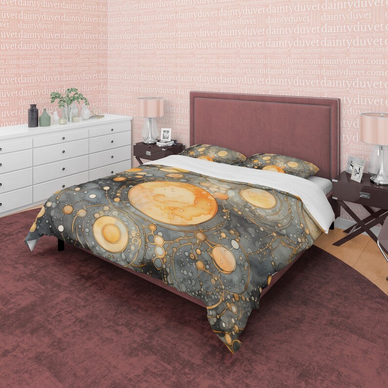 Solar System Themed Aesthetic Duvet Cover Set, Cosmic Dorm Bedding ...