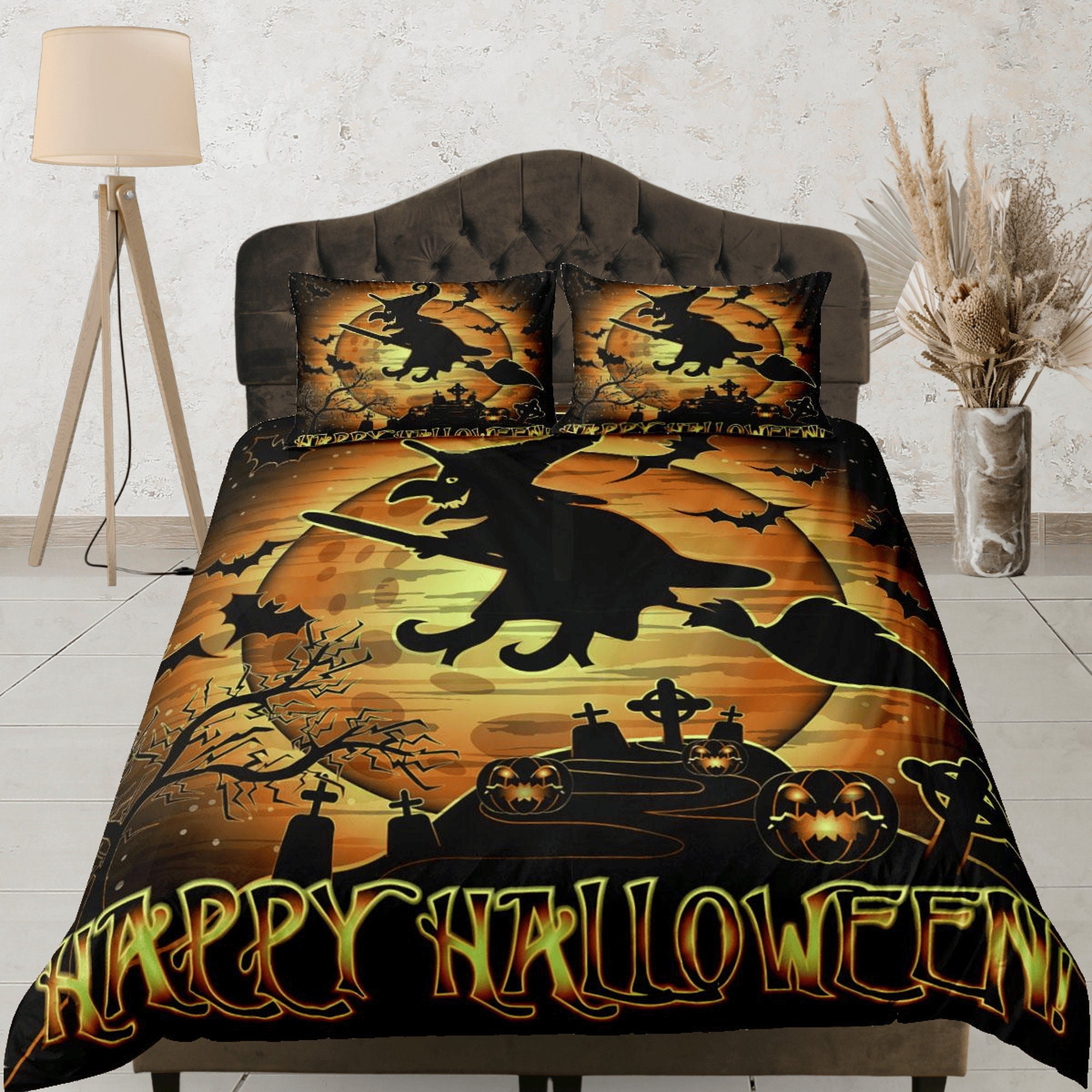 Set di biancheria da letto gotica, motivo teschio gotico, 3 pezzi, per bambini e ragazzi, motivo a quadri di Halloween, morbido copripiumino, decorazione per la casa