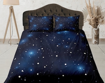 Juego de funda nórdica con cielo estrellado, juego de cama con la Vía Láctea, colcha para amantes de la astronomía, funda de edredón cósmica, juego de dormitorio con galaxia, decoración de habitación con estrellas