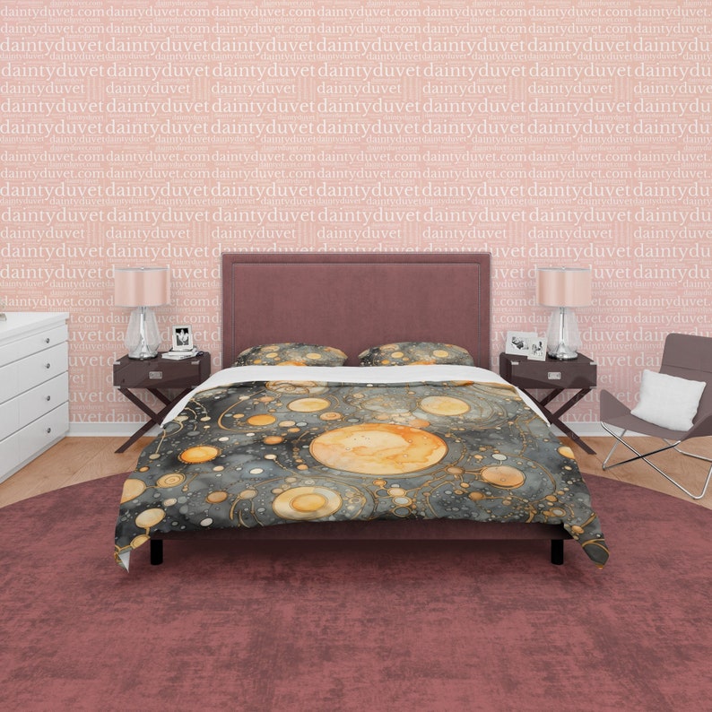 Solar System Themed Aesthetic Duvet Cover Set, Cosmic Dorm Bedding ...