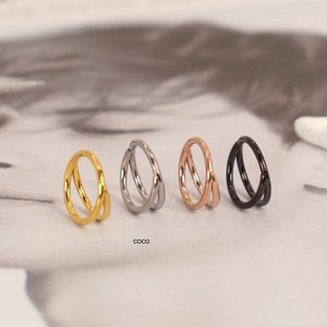 G23 Titanium Nose Ring - Double Hoop Earring - Silver Gold Cartilage Hoop - Daith Ring - Helix Hoop -Tragus helix piercing