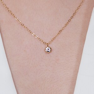 Dainty CZ Necklace Gold - Sterling Silver Tiny Solitaire Necklace- Delicate CZ Necklace Gift for Her- Necklace Gold- Gold Layering Necklace