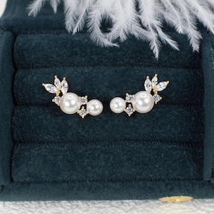 Clous d'oreilles en perles - Clous d'oreilles en or - Clous d'oreilles en argent - Petites boucles d'oreilles en perles d'eau douce - Clous d'oreilles en perles minimalistes - Boucles d'oreilles de mariage