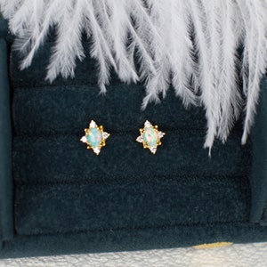 Opal Earrings - Gold Opal Earrings - Silver Opal Stud earrings - Tiny Stud Earrings - Minimalist earrings - Dainty Gemstone Earrings