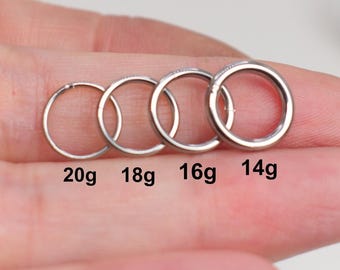 Aro nasal de acero quirúrgico con cierre de clic, chapado en plata, calibre 14-20. Aro nasal de plata, aro para cartílago, aro de roca, aro Daith.