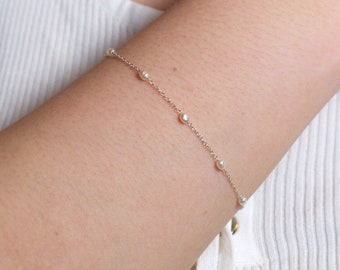 Natural Freshwater Pearl Bracelet - Dainty Fresh Water pearl bracelet - Wedding Bracelet- Birthday Gift for her - Minimalist Pearl Bracelet