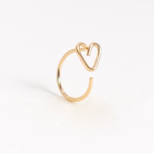 14k Gold Heart Gold Hoop Earrings- Siver Nose Hoop- Cartilage Hoop- Tragus Hoop Helix Hoop Stud -Tiny Huggie Hoop Earrings- Piercing Hoops