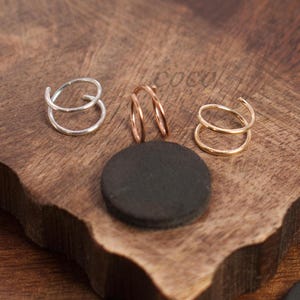 14K Gold Nose Ring Double Nose Ring for Single Pierced Nose Hoops 14K Gold Nose Silver or Rose Gold Nose Ring Tiny Nose Ring Spiral Hoop