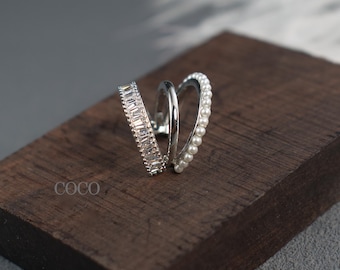 Diamond Ear Cuff Silver – Cuff & Wrap Earrings Cartilage Earring-   Gold Ear Cuff No Piercing - Minimalist Cartilage Cuff - Gift
