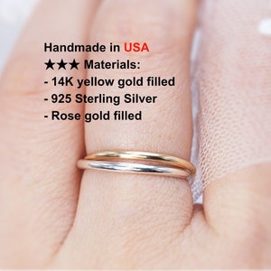 Bague en or - Anneaux entrelacés en or de 2 - Bague relaxante Anneaux en argent - Bague en or pour le pouce - Anneau à rouler pour femme