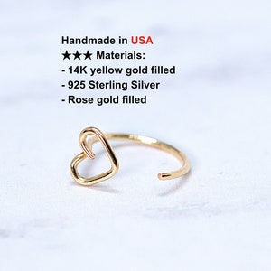Heart Gold Hoop Earrings- 14k Gold  Nose Hoop- Cartilage Hoop- Tragus Hoop Helix Hoop Stud - Tiny Huggie Hoop Earrings- Piercing Hoop Ring