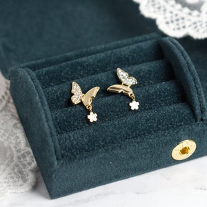 Petites boucles d'oreilles papillon en or - Boucles d'oreilles papillon en argent sterling - Boucles d'oreilles papillon délicats - Boucles d'oreilles délicates en or - Boucles d'oreilles clous d'or