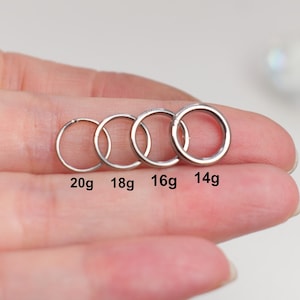 14G 16G 18G 20G 316 Surgical Steel Nose Ring - Silver Color Plated Nose Ring - Nose Ring Hoop - Thin Nose Ring - Clicker Ring Daith Hoop