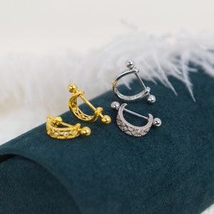 Sterling silver Cartilage Hoop earrings - Back Screw Gold Hoop Earrings - Cartilage  Hoop Earrings - Conch Hoop Earring - Piercing Hoops