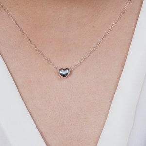 Sterling Silver Heart Necklace- Tiny Heart Minimalist Layering Necklace - Small Heart Necklace