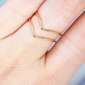 14K Gold Filled V Ring - Chevron Stacking Ring- Gold Stacking Ring / Silver Double V ring for Women /Chevron Ring / Delicacy Gold Ring
