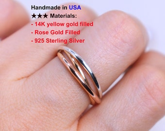 Fidget Ring Spinner 3 - Rotatable ring Available In Gold -Silver  Rose Gold W/ Multiple Size Options-Elegant Set Of Interlocking Ring