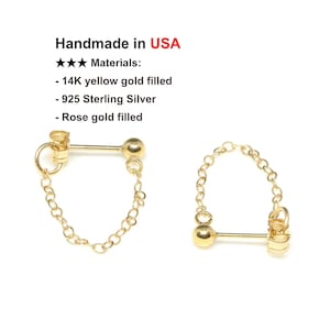 14K Gold Filled Chain Earrings - Gold Stud Earrings - Dangle Silver Chain Earrings - Chain Loop earrings - Silver Stud Chain Earrings - Gift