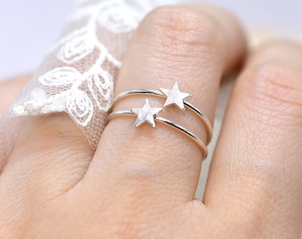 Sterling Silver Star Ring- Minimalistic Star Ring- Stackable Rings- Dainty Star Ring- Silver Stacking Rings