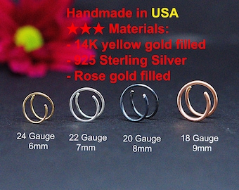 Gold Filled 24 Gauge 6mm Nose Ring Ultra Thin 14K Yellow Gold