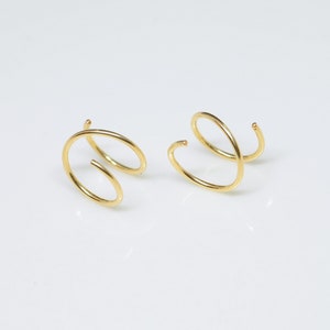 Gold Huggie hoop Earrings- Double Hoop Twist Earrings -14K Gold Filled Hoop Earrings- Helix Earring- Cartilage Tragu Earrings