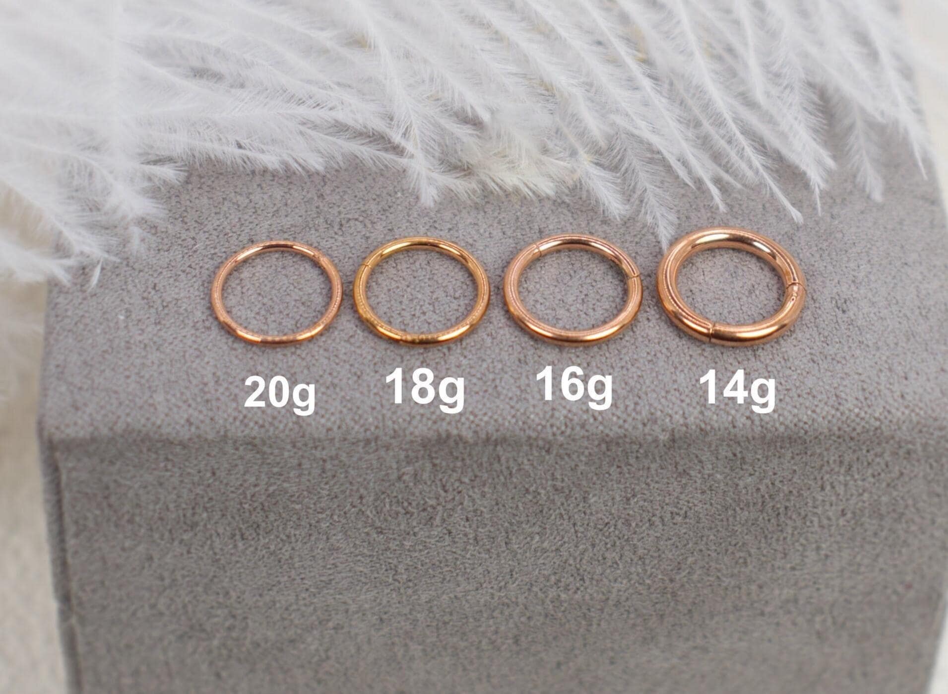 Rose Gold Plated Nose Ring - Surgical Steel Clicker Daith Hoop