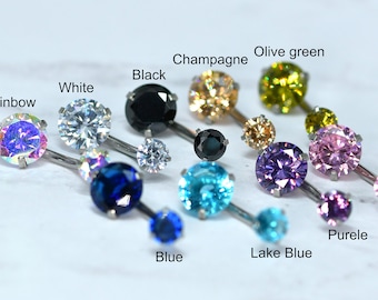CZ Belly Button Ring – 14 Gauge Surgical Steel Body Jewelry- belly ring crystal- Belly dance jewelry- 14 Gauge Belly Ring-Body Jewelry