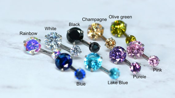 CZ Belly Button Ring – 14 Gauge Surgical Steel Body Jewelry- belly ring crystal- Belly dance jewelry- 14 Gauge Belly Ring-Body Jewelry