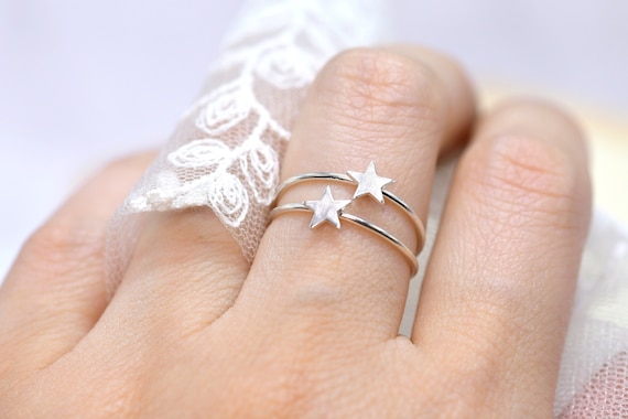 Handmade Sterling Silver Star Ring – Dainty Stackable- Minimalistic Star Ring- Stackable Rings- Dainty Star Ring- Silver Stacking Rings