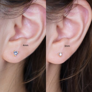 Heart Stud Earrings-  Silver Stud Earrings- Tiny Gold Stud-Tiny Stud Earrings- Dainty Earrings- Minimalist Earrings- Tragus - Cartilage Stud
