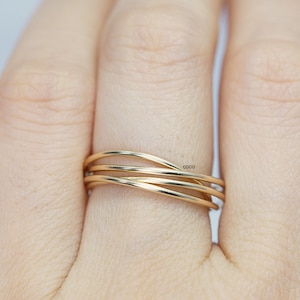 Gold Spinner Fidget Ring -14K Gold Filled Elegant Set Of 4 Interlocking Ring -Relaxing Ring Available In Gold- Silver Multiple Size