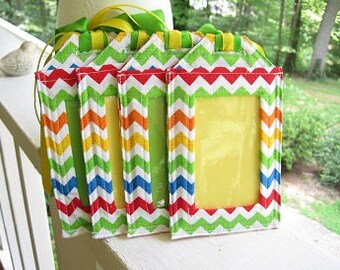 Luggage Tag/Green, Yellow, Orange, Blue, Red Chevron