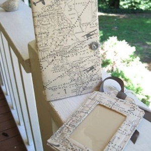 Passport cover/ luggage tag/Map natural with gray