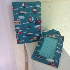 Passport cover/ luggage tag/ Aqua Blue with sailboats