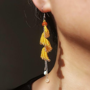 Boucles d'oreilles micro macrame spirale en forme de coquillage, ourlet de jupe, couleurs disponibles, cadeau Personnalisable pour elle