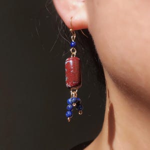Boucles d'oreilles rondes et perle de Lapis-Lazuli – Bijoux Titane France
