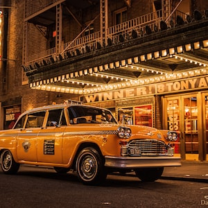 Classic Taxi, New York City, yellow Cab, Broadway, fine art print, giclee print, Canvas Print, wall art,wall decor, street photography,