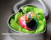 St Patricks Day Necklace Cute Rainbow Jewelry, St. Patrick's, Pot of Gold Rainbow Heart Shaped Pendant Handcrafted Resin Glitter by isewcute