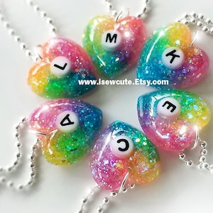 Little Girl Jewelry Personalized Initial Heart Necklace, Age 5 & Up Big Sis Birthday Girl Letter Necklace, BFF Gift Letter Charm Necklace