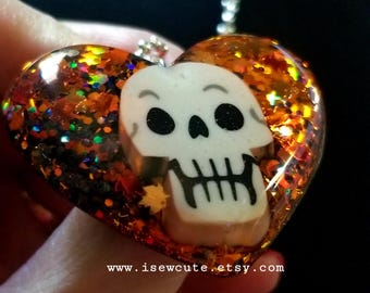 Necklace Day of the Dead, One of a Kind Skull Pendant Día de los Muertos Celebration Jewelry, OOAK isewcute Hand Crafted Gift for Her