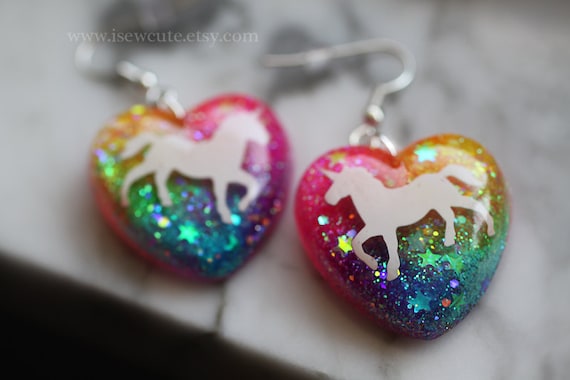 Rainbow unicorn earrings deals