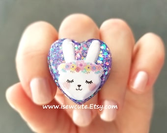 Easter Bunny Ring by isewcute, Cute Easter Ring, Little Girl Easter Gift, Easter Basket Stuffer, Non-candy Easter Treat, Kids Easter Gift