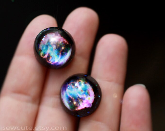 Galaxy Earrings, W49B Remnant Supernova Post Stud Cosmic Astronomy