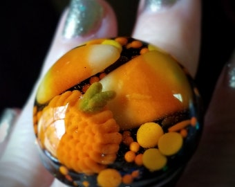 Fall Harvest Statement Ring, Trick or Treat Candy Corn Jewelry, Giant Adjustable Size Halloween Party Novelty Ring Made in USA by isewcute