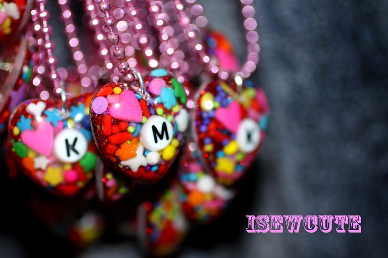 Girls Initial Jewelry, Girls Necklace Heart Shaped Initial Pendant, Colorful Monogram Keepsake Necklace Personalize For Kids 5 & up image 2