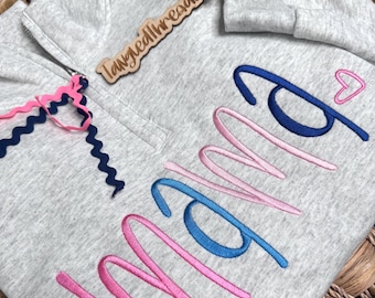 Sudadera con cremallera personalizada para mamá / Jersey bordado personalizado para mamá / Regalo para el Día de la Madre / Sudadera con monograma para mamá