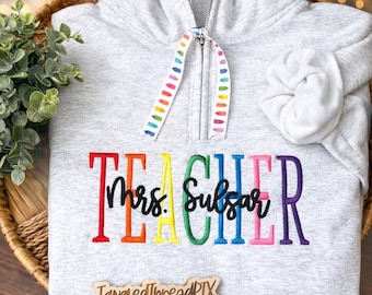 Sudadera personalizada para profesores con cremallera hasta el cuello - Bordada - Vuelta al cole