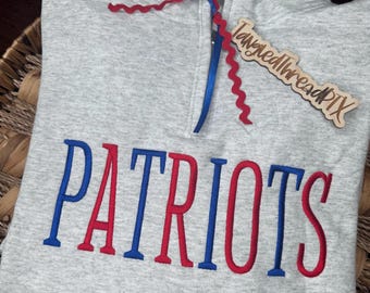 Sudadera con cremallera personalizada MASCOT QUARTER - Bordada - Regreso a clases PATRIOTS Raiders