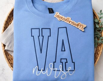 Camiseta de enfermera de Asuntos de Veteranos / Sudadera bordada de enfermera / Regalo para enfermeras de Asuntos de Veteranos / Sudadera de cuello redondo para trabajadores de la salud / Regalo de agradecimiento para enfermeras
