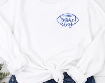 Game Day Embroidered Football Sweatshirt, Women’s Game Day Crewneck, Football Mom Sweatshirt, Game Day Shirt, Football Season Pullover
